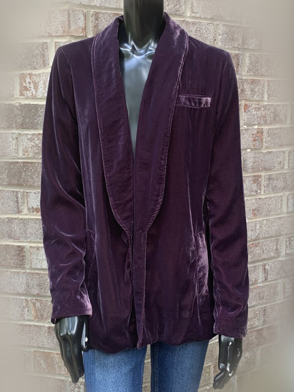 Free People Velour Shawl Lapel Jacket SzXS